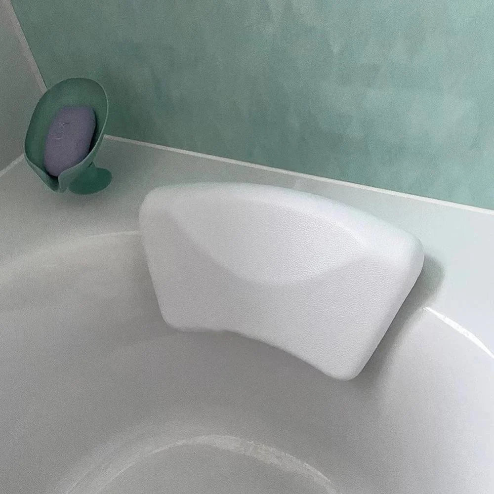 Bath Pillow Ergonomic Neck Support Silicone Suction Quick-Dry