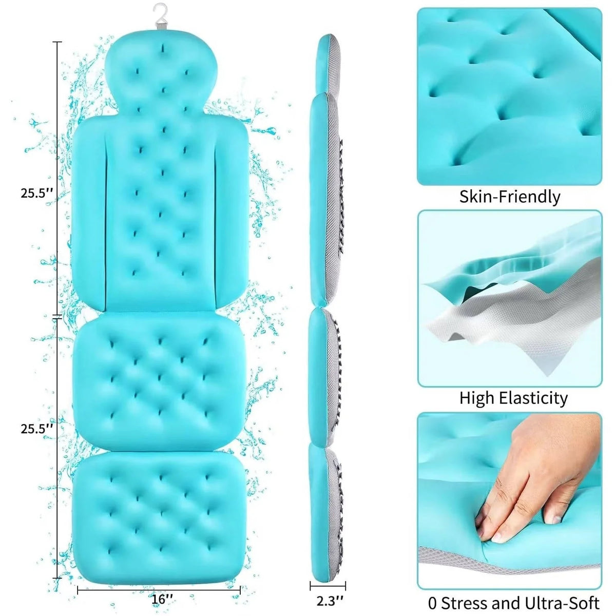 Bath Pillow Full-Body Breathable Mesh & Suction Cups