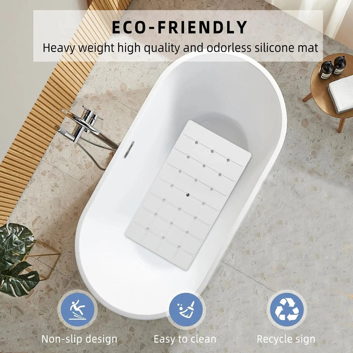 Bath & Shower Mat Non-Slip Silicone Suction Cups