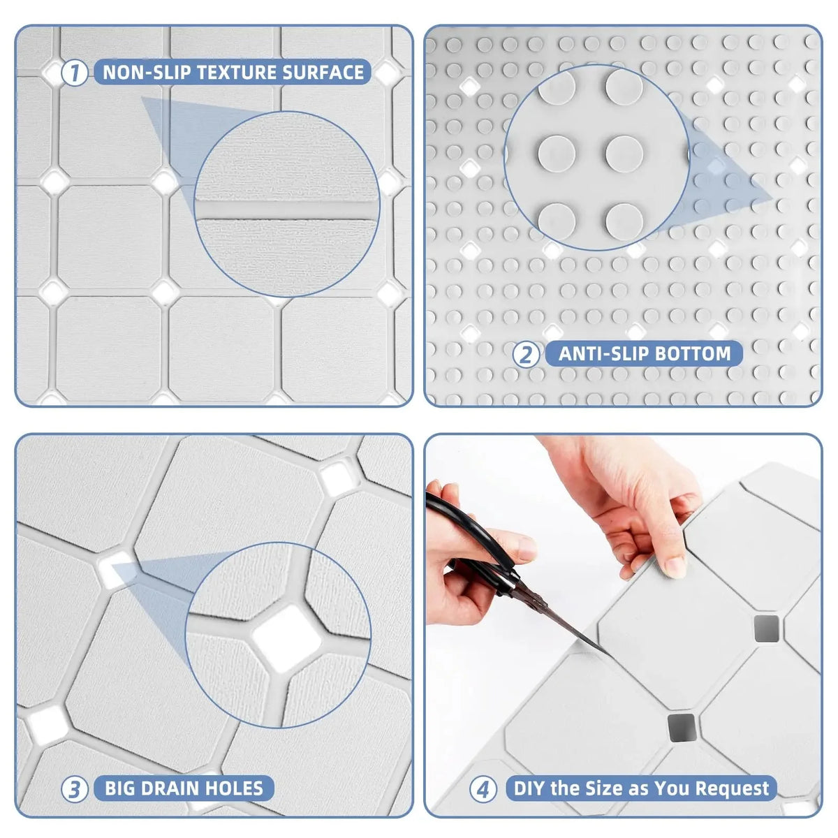 Bath & Shower Mat Non-Slip Silicone Suction Cups
