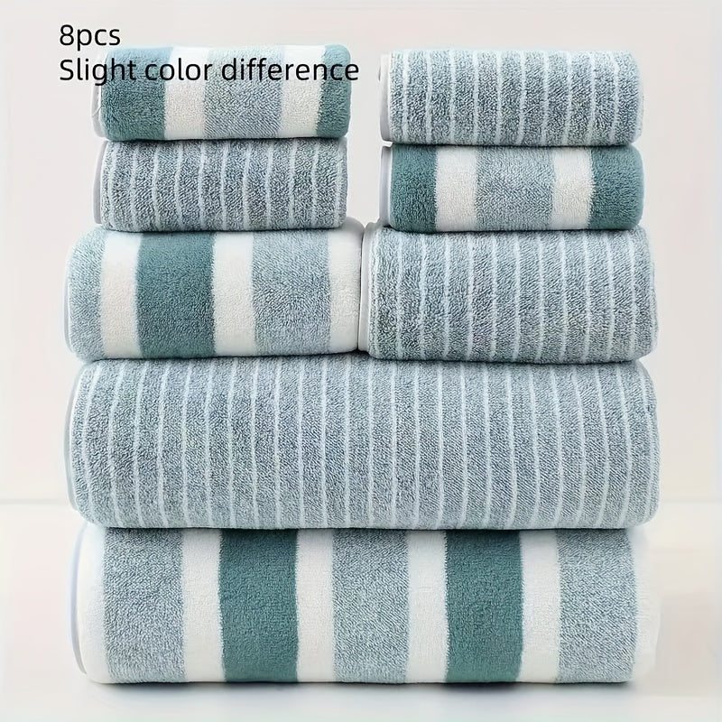 Bath Towel Set Coral Fleece Quick-Drying Set of 8