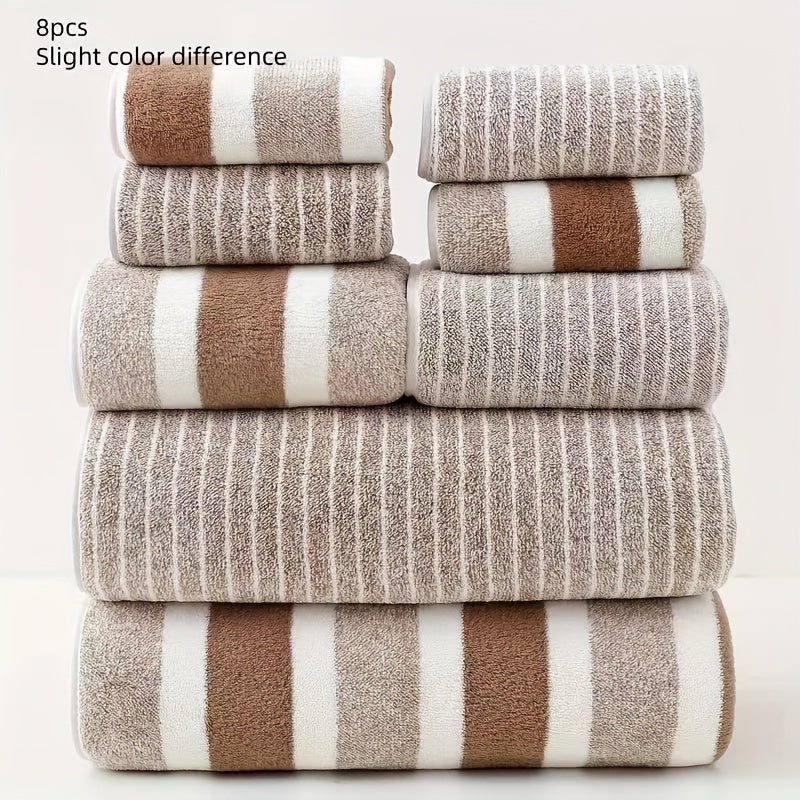 Bath Towel Set Coral Fleece Quick-Drying Set of 8