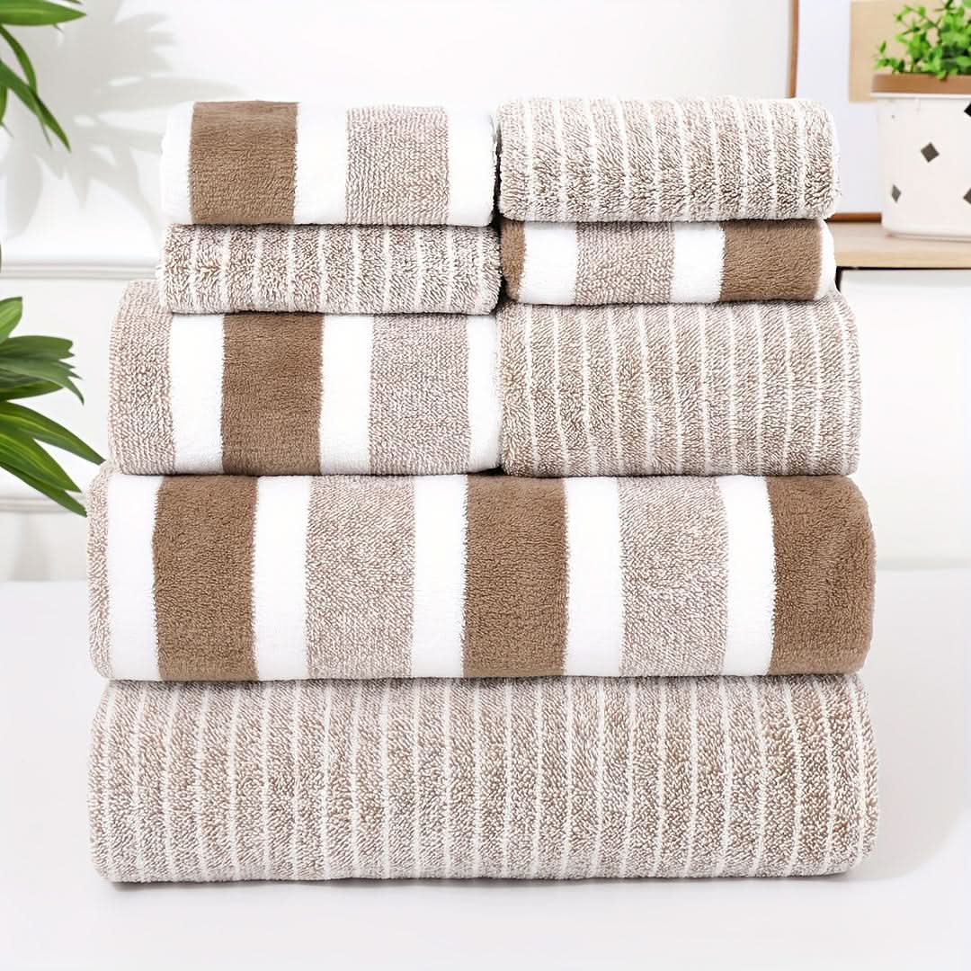 Bath Towel Set Ultra-Soft Microfiber Quick-Dry 8-Piece