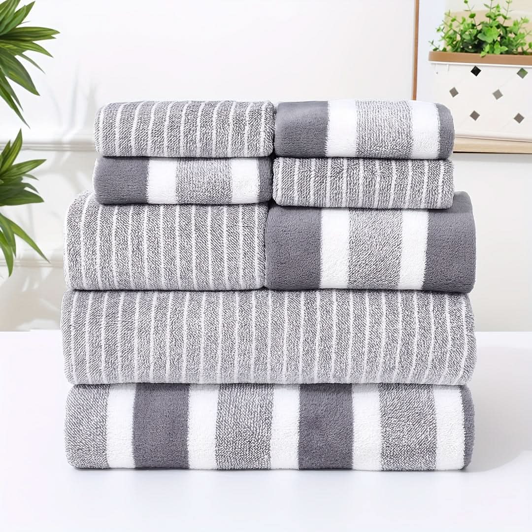 Bath Towel Set Ultra-Soft Microfiber Quick-Dry 8-Piece