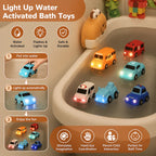 Bath Toy Cars Water-Activated Glow Multiple Shapes