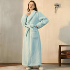 Bathrobe Coral Fleece Shawl Collar Belt & Pockets