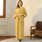 Bathrobe Coral Fleece Shawl Collar Belt & Pockets