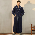 Bathrobe Coral Fleece Shawl Collar Belt & Pockets
