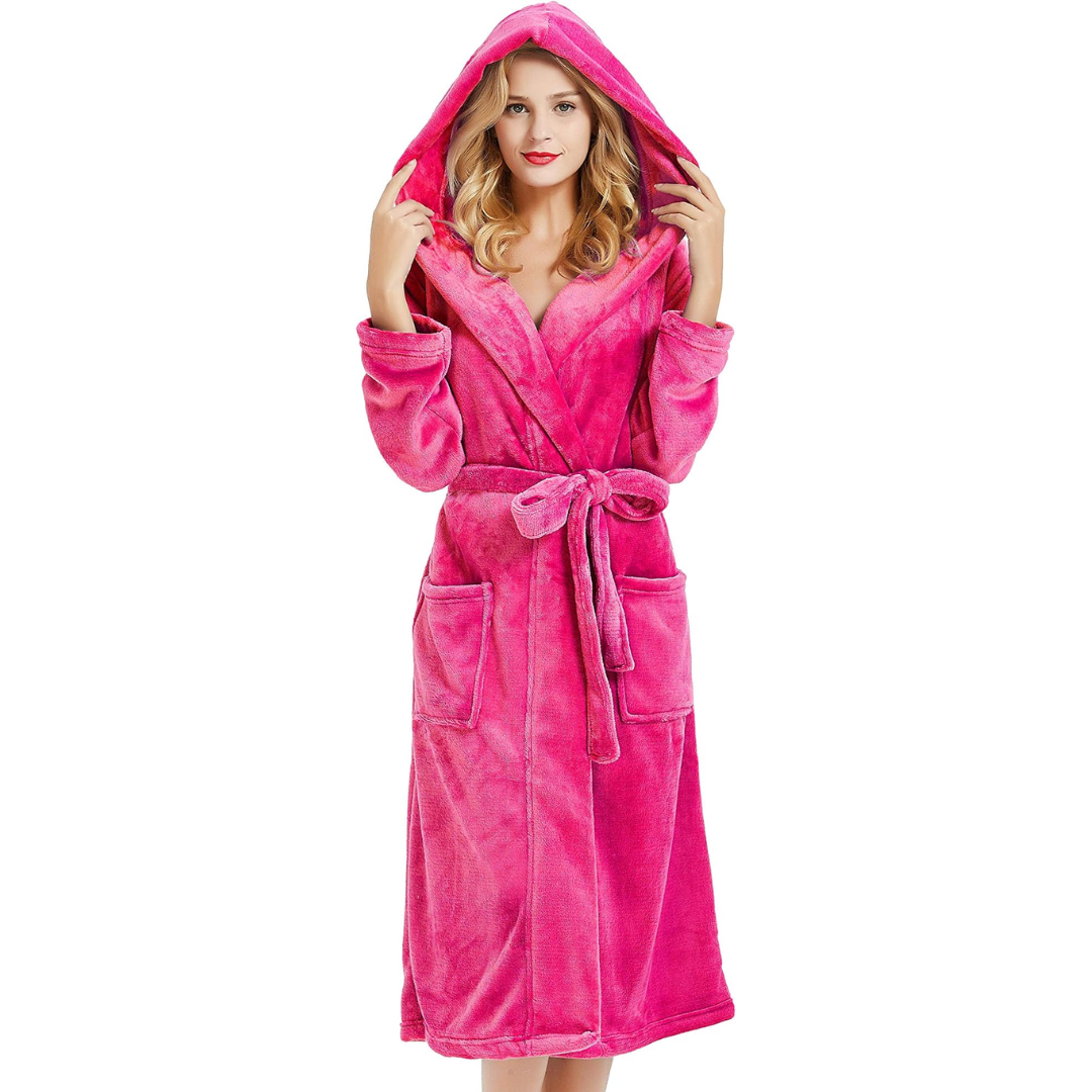 Bathrobe Hooded Premium Fleece Long Fit With Pockets