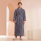 Bathrobe Thick Flannel Adjustable Sash & Turn-Down Collar