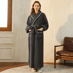 Bathrobe Thick Flannel Adjustable Sash & Turn-Down Collar