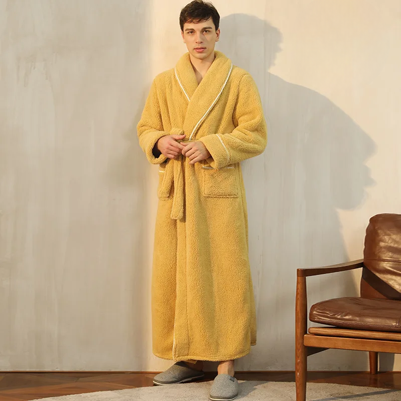 Bathrobe Thick Flannel Adjustable Sash & Turn-Down Collar