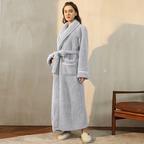 Bathrobe Thick Flannel Adjustable Sash & Turn-Down Collar