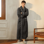 Bathrobe Thick Flannel Adjustable Sash & Turn-Down Collar