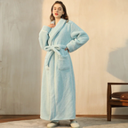 Bathrobe Thick Flannel Adjustable Sash & Turn-Down Collar