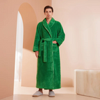Bathrobe Thick Flannel Adjustable Sash & Turn-Down Collar