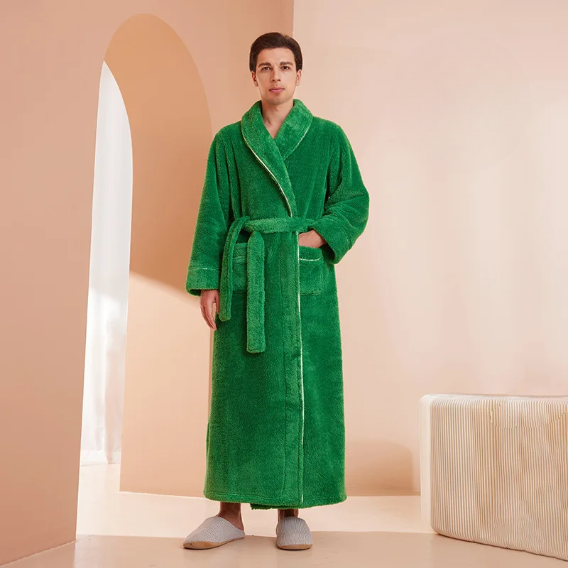 Bathrobe Thick Flannel Adjustable Sash & Turn-Down Collar