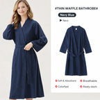 Bathrobe Unisex Lightweight Double-Sided Waffle Cotton Blend