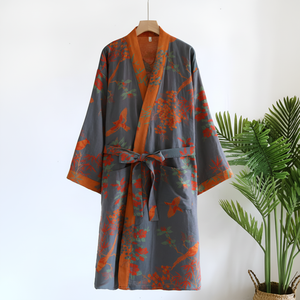 Bathrobe Waffle Cotton Quick-Dry Belt & Pockets