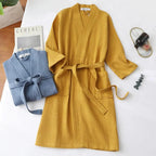 Bathrobe Waffle Texture 100% Cotton Adjustable Waistband