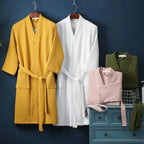 Bathrobe Waffle Texture 100% Cotton Adjustable Waistband