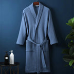 Bathrobe Waffle Texture 100% Cotton Adjustable Waistband