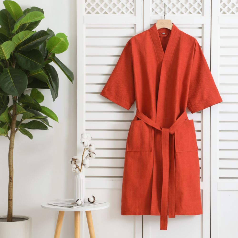 Bathrobe Waffle Weave 100% Cotton Lightweight