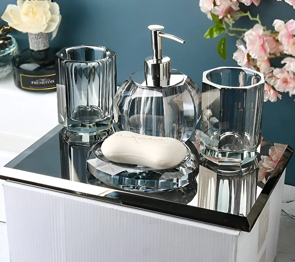Bathroom Accessories Set Crystal Glass Toothbrush Holder