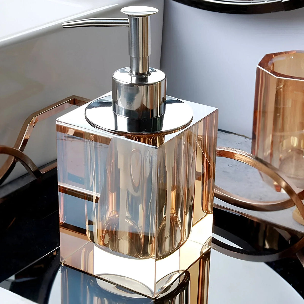 Bathroom Accessories Set Crystal Glass Toothbrush Holder
