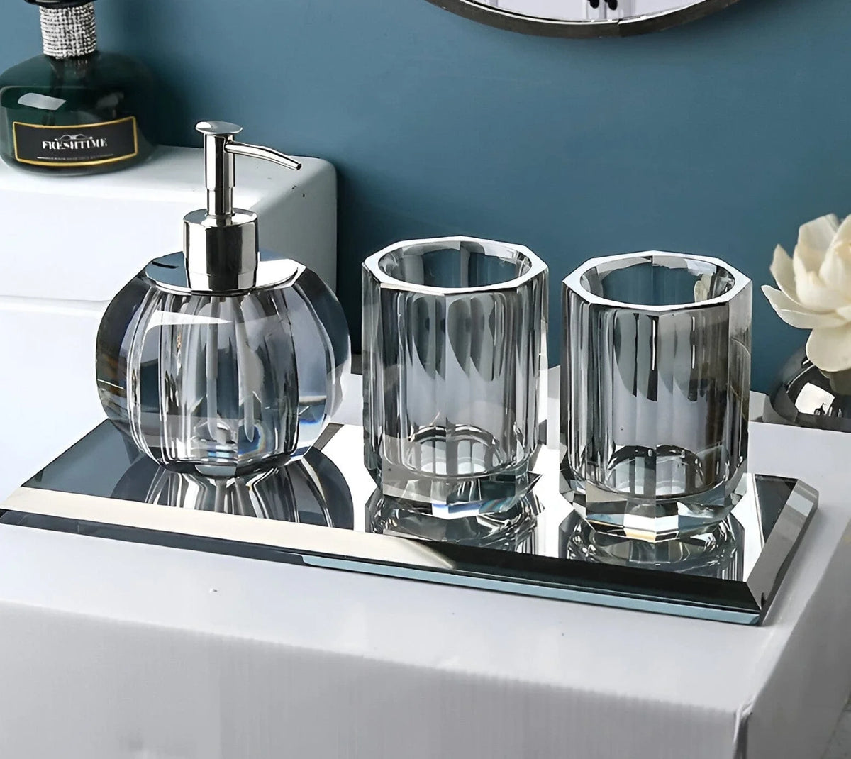 Bathroom Accessories Set Crystal Glass Toothbrush Holder