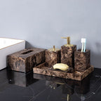 Bathroom Accessories Set Marble-Effect Polished Finish