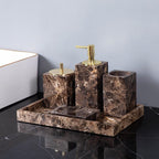 Bathroom Accessories Set Marble-Effect Polished Finish