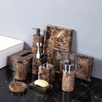 Bathroom Accessories Set Marble-Effect Polished Finish