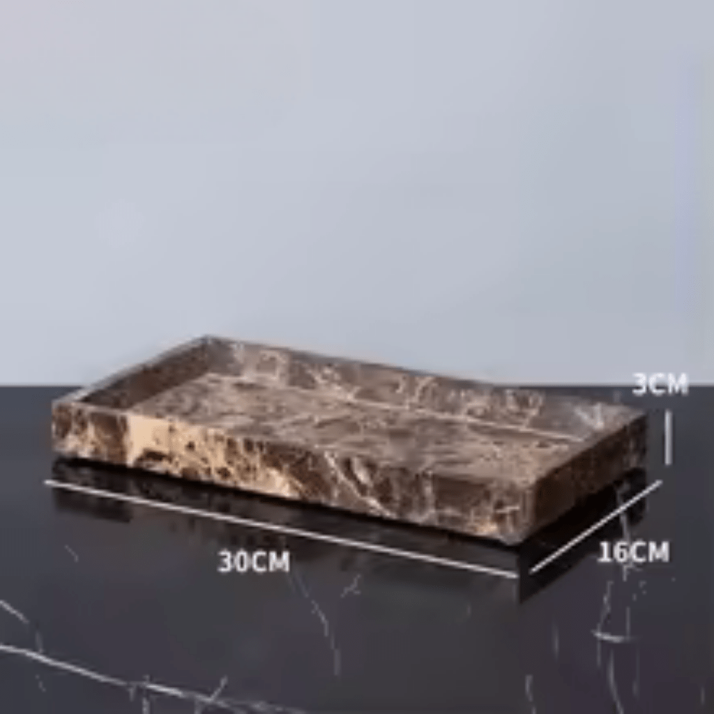 Bathroom Accessories Set Marble-Effect Polished Finish