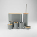 Bathroom Accessory Set Bamboo Accents 6-Piece Easy-Clean