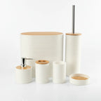 Bathroom Accessory Set Bamboo Accents 6-Piece Easy-Clean