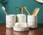 Bathroom Accessory Set Ceramic Modern Geometric Set of 4