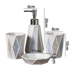 Bathroom Accessory Set Ceramic Modern Geometric Set of 4