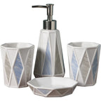 Bathroom Accessory Set Ceramic Modern Geometric Set of 4