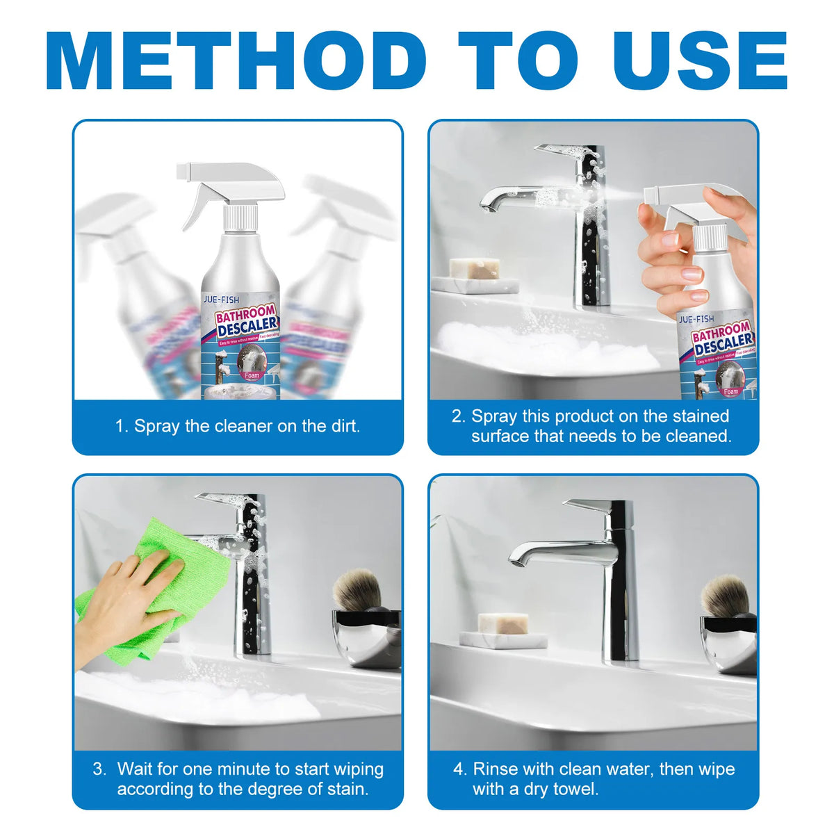 Bathroom Cleaner Set Lime-Scale & Grout Remover Reusable Cloths