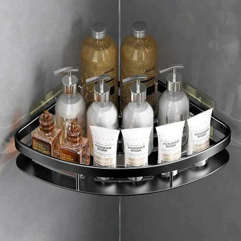 Bathroom Corner Shelf Drill-Free Adhesive Corrosion-Resistant Aluminum