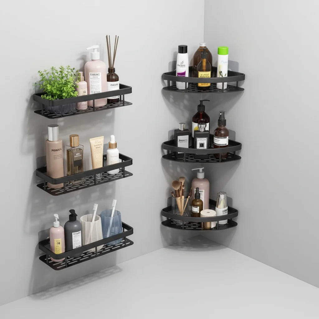 Bathroom Corner Shelf Self-Adhesive No Drill Tile & Glass
