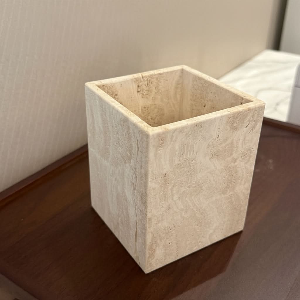 Bathroom Countertop Organizer Minimalist Square Marble & Travertine