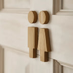 Bathroom Door Sign Solid Wood Men & Women Icons