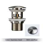 Bathroom Drain Pop-Up Closure Optional Overflow Corrosion-Resistant Finish