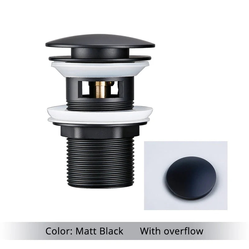 Bathroom Drain Pop-Up Closure Optional Overflow Corrosion-Resistant Finish