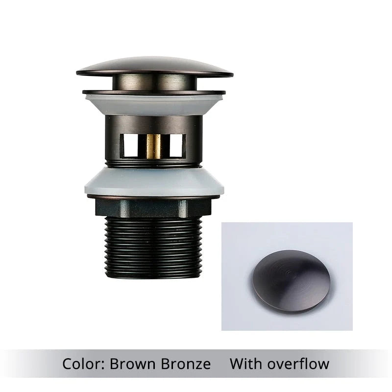 Bathroom Drain Pop-Up Closure Optional Overflow Corrosion-Resistant Finish
