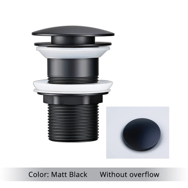 Bathroom Drain Pop-Up Closure Optional Overflow Corrosion-Resistant Finish