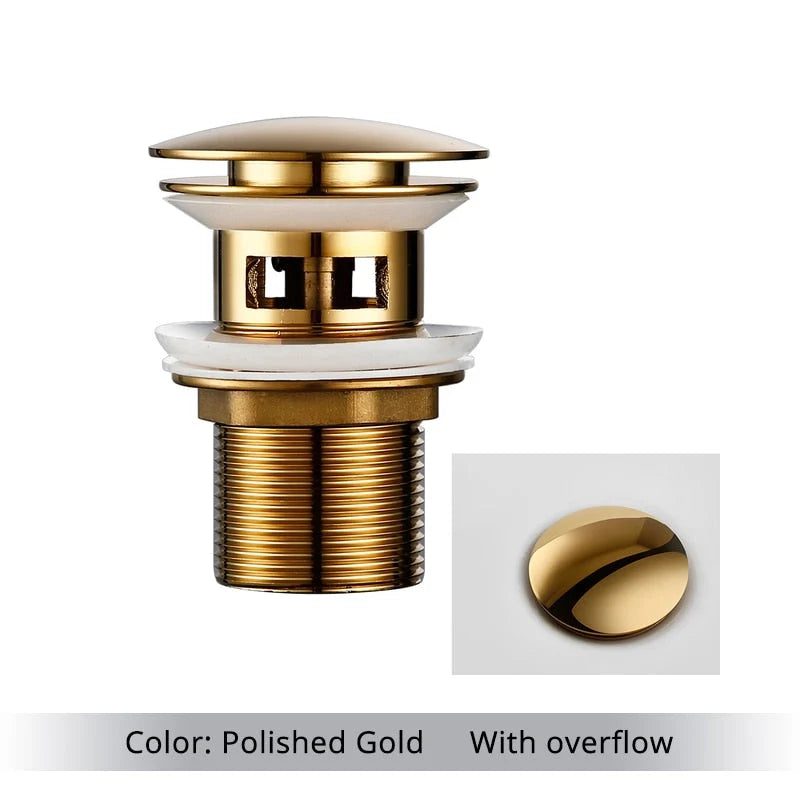 Bathroom Drain Pop-Up Closure Optional Overflow Corrosion-Resistant Finish
