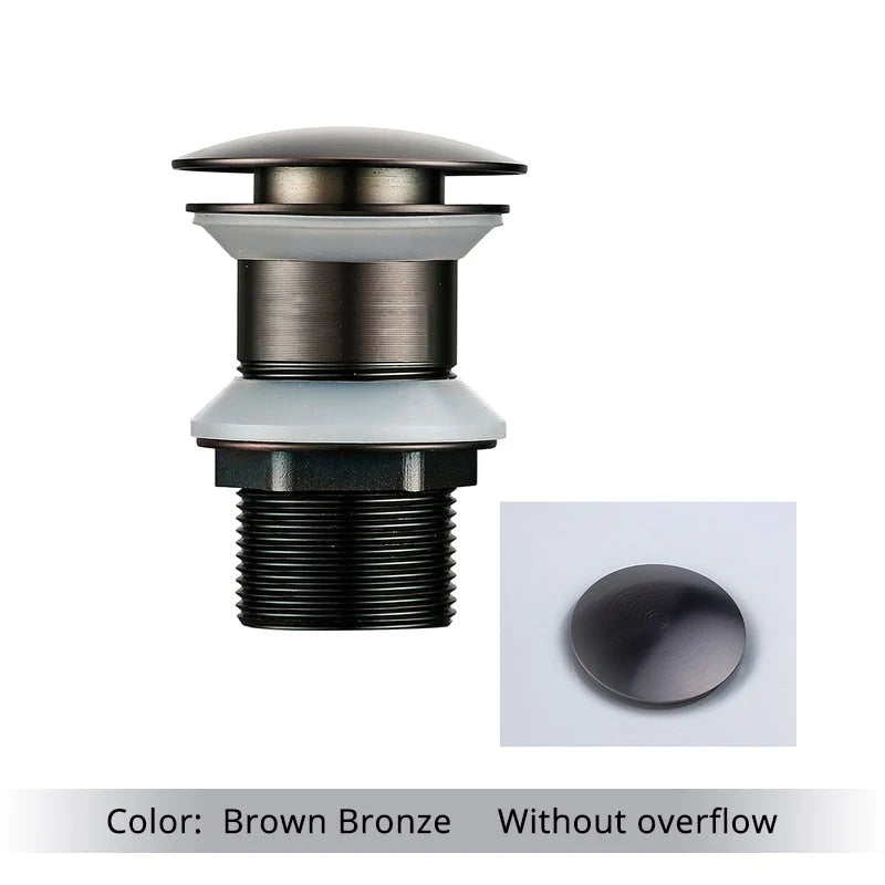Bathroom Drain Pop-Up Closure Optional Overflow Corrosion-Resistant Finish